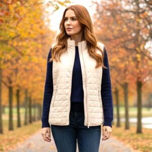 Facinelli by Mooncity Women’s Quilted Cream  Vest XL